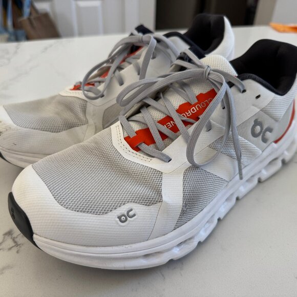 On Running Men's Athletic Shoes in White and Red - Picture 1 of 7